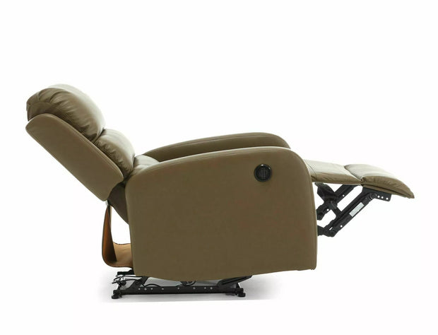 Fotoliu Recliner cu mecanism electric, tapitat cu piele ecologica, Pegaz Buffalo Verde Olive / Negru, l64xA88xH102 cm (1)