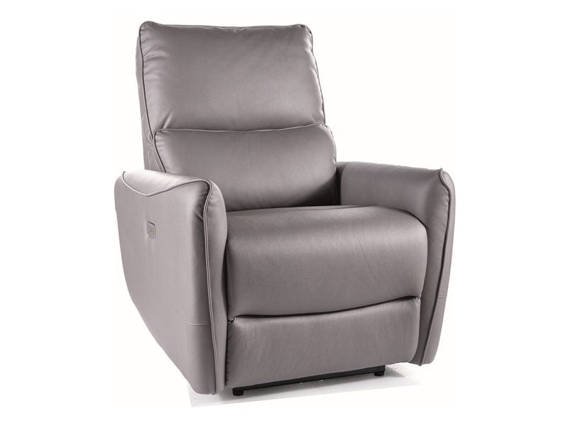 Fotoliu Recliner cu mecanism electric, tapitat cu piele ecologica, Zefir Gri / Negru, l79xA101xH106 cm