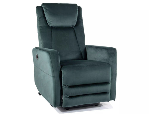 Fotoliu Recliner cu mecanism electric, tapitat cu stofa, Adonis Velvet Verde / Negru, l77xA96xH107 cm