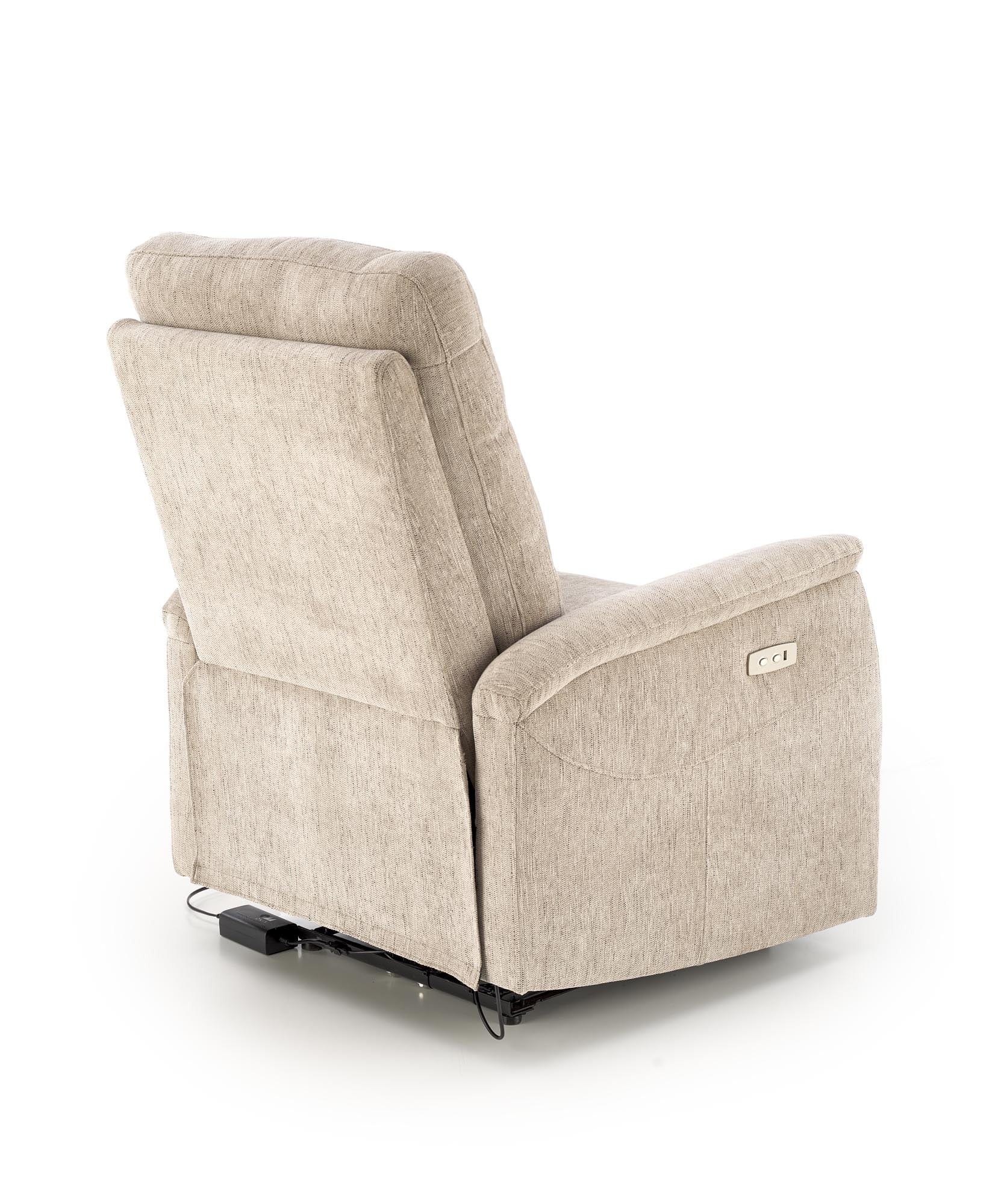 Fotoliu Recliner cu mecanism electric, tapitat cu stofa, Jamal Bej, l80xA90xH105 cm (7)