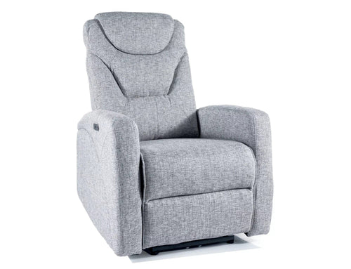 Fotoliu Recliner cu mecanism electric, tapitat cu stofa, Kronos Gri / Negru, l79xA94xH107 cm