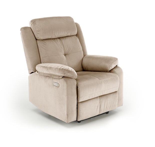 Fotoliu Recliner cu mecanism electric, tapitat cu stofa, Loris Bej, l85xA95xH105 cm