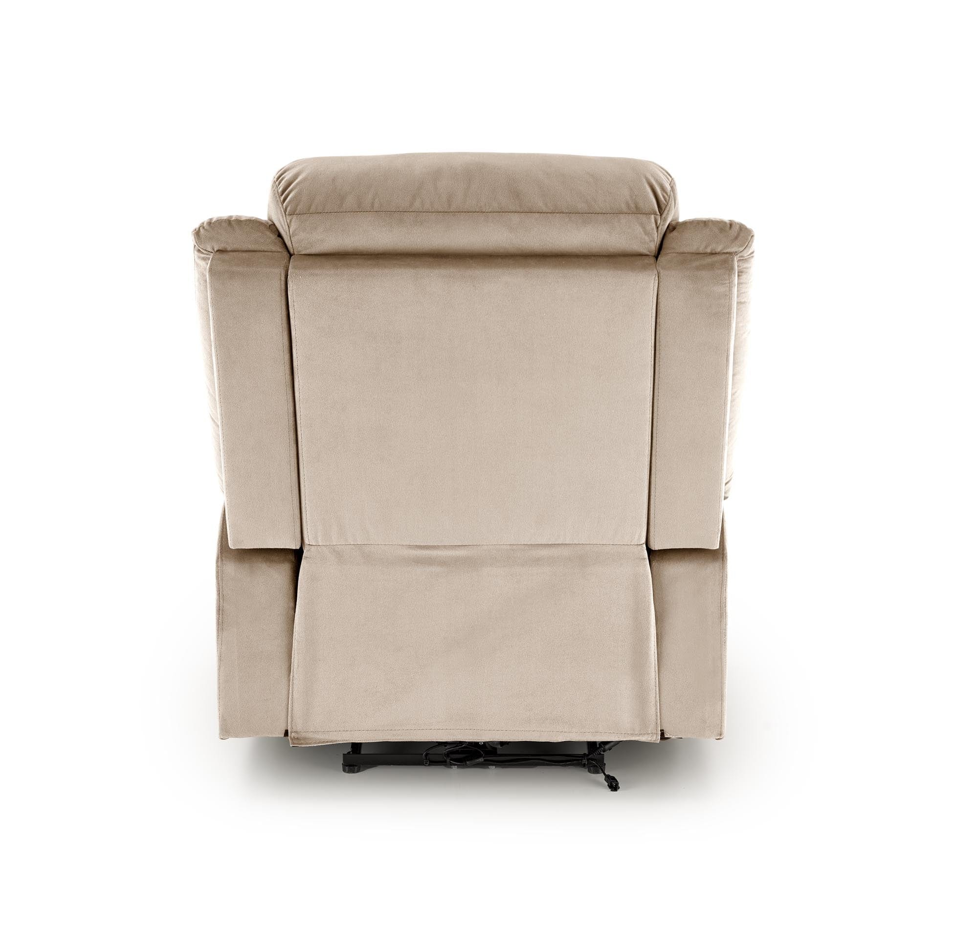 Fotoliu Recliner cu mecanism electric, tapitat cu stofa, Loris Bej, l85xA95xH105 cm (2)