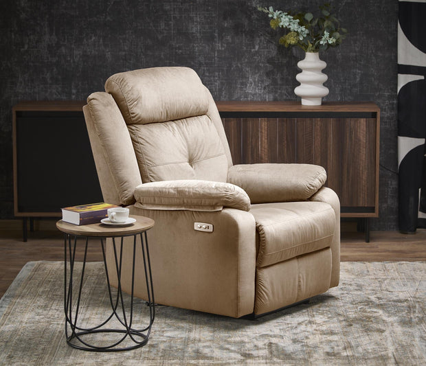 Fotoliu Recliner cu mecanism electric, tapitat cu stofa, Loris Bej, l85xA95xH105 cm (3)