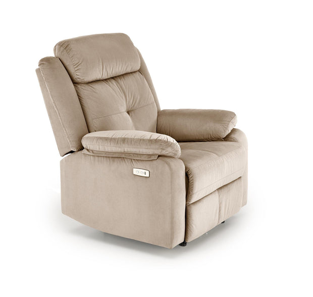 Fotoliu Recliner cu mecanism electric, tapitat cu stofa, Loris Bej, l85xA95xH105 cm (6)