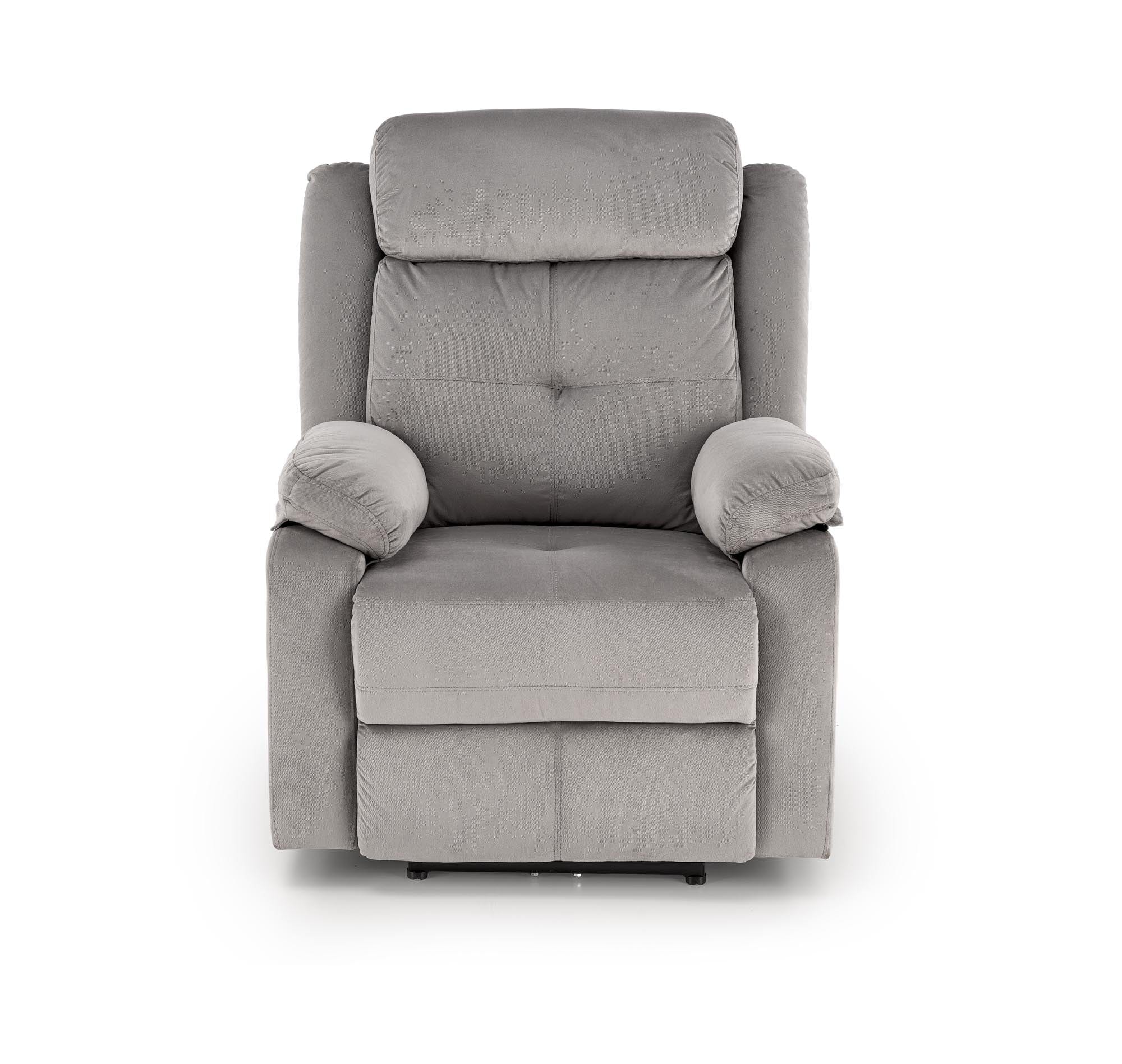 Fotoliu Recliner cu mecanism electric, tapitat cu stofa, Loris Gri, l85xA95xH105 cm (1)