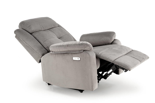 Fotoliu Recliner cu mecanism electric, tapitat cu stofa, Loris Gri, l85xA95xH105 cm (6)