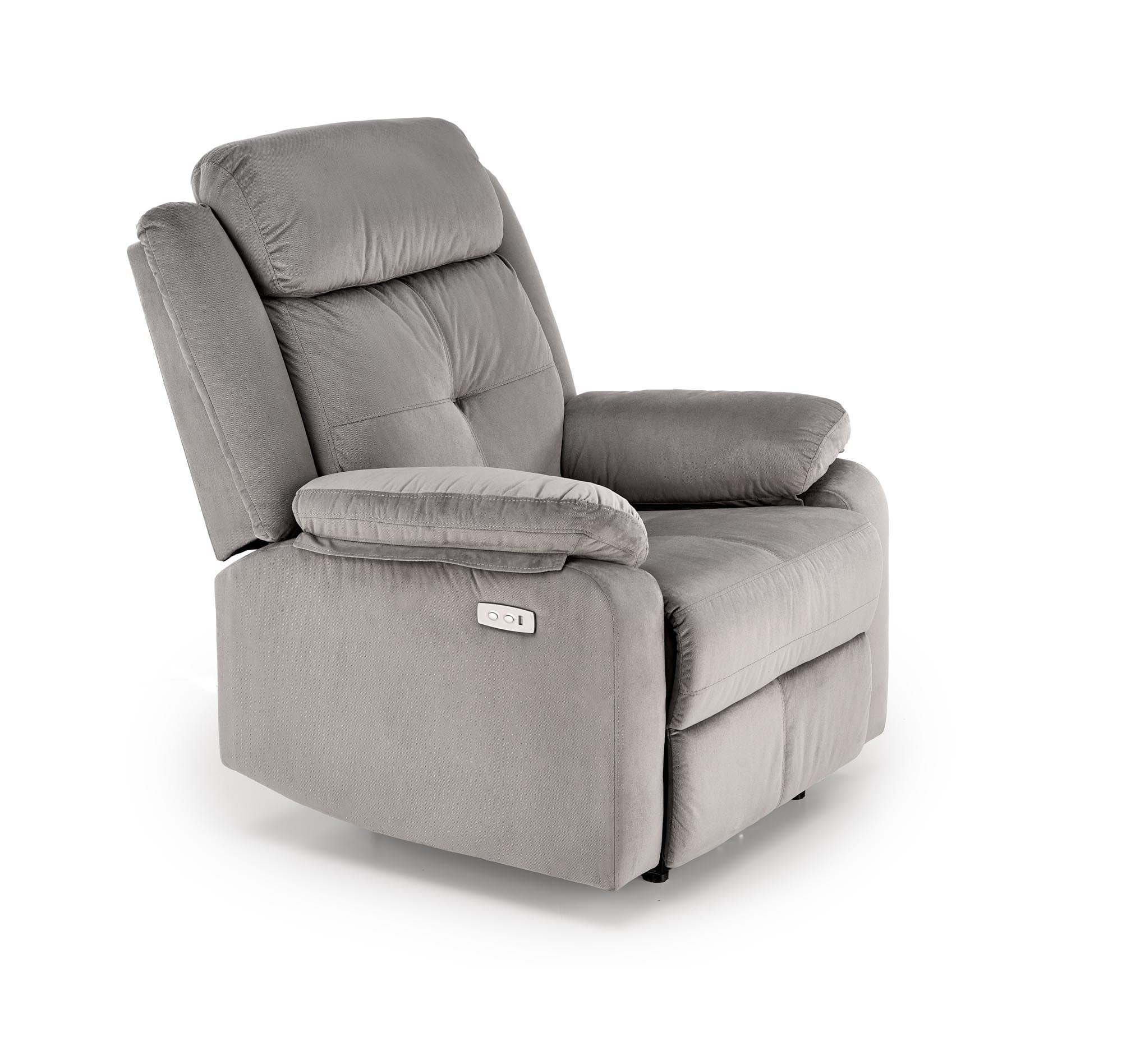 Fotoliu Recliner cu mecanism electric, tapitat cu stofa, Loris Gri, l85xA95xH105 cm (7)