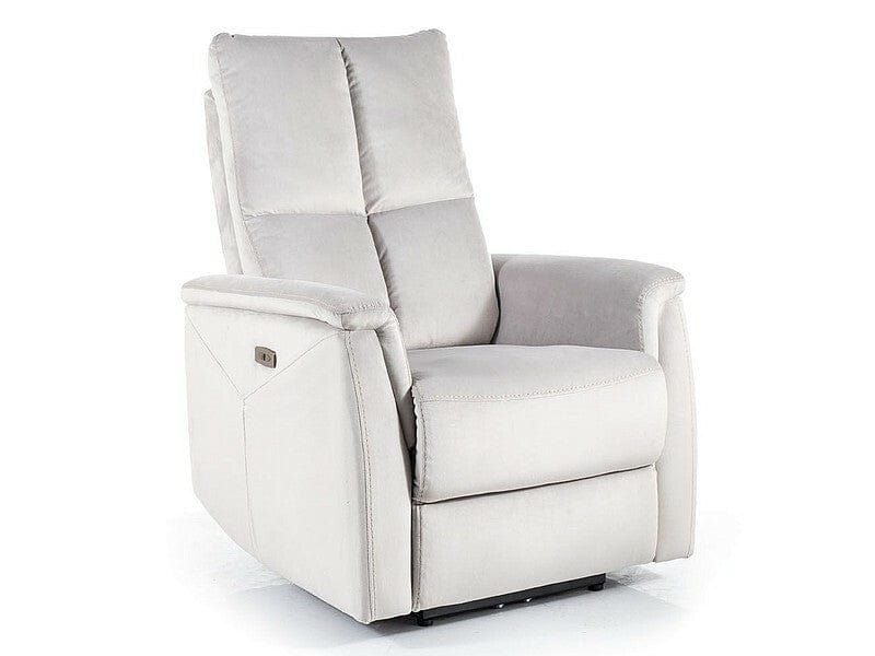 Fotoliu Recliner cu mecanism electric, tapitat cu stofa, Neptun Velvet Gri Deschis / Negru, l76xA94xH96 cm