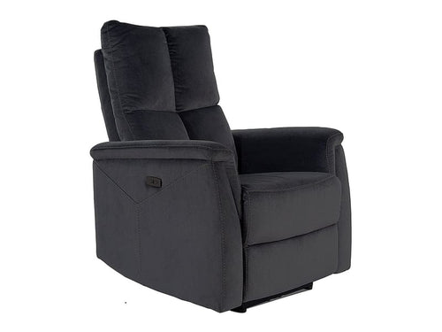 Fotoliu Recliner cu mecanism electric, tapitat cu stofa, Neptun Velvet Negru / Negru, l76xA94xH96 cm