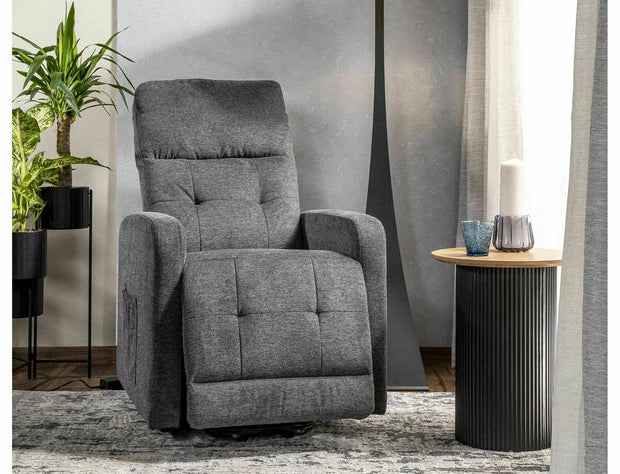 Fotoliu Recliner cu mecanism electric, tapitat cu stofa, Otus II Brego Gri Inchis / Negru, l66xA92xH100 cm (1)