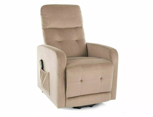 Fotoliu Recliner cu mecanism electric, tapitat cu stofa, Otus II Velvet Bej / Negru, l66xA92xH100 cm