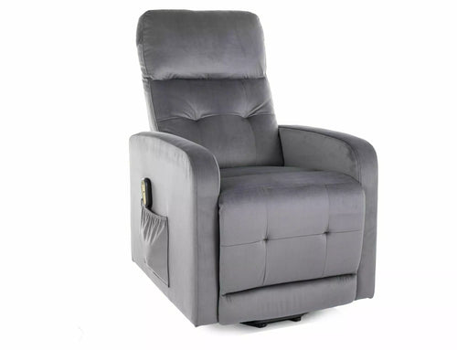 Fotoliu Recliner cu mecanism electric, tapitat cu stofa, Otus II Velvet Gri / Negru, l66xA92xH100 cm