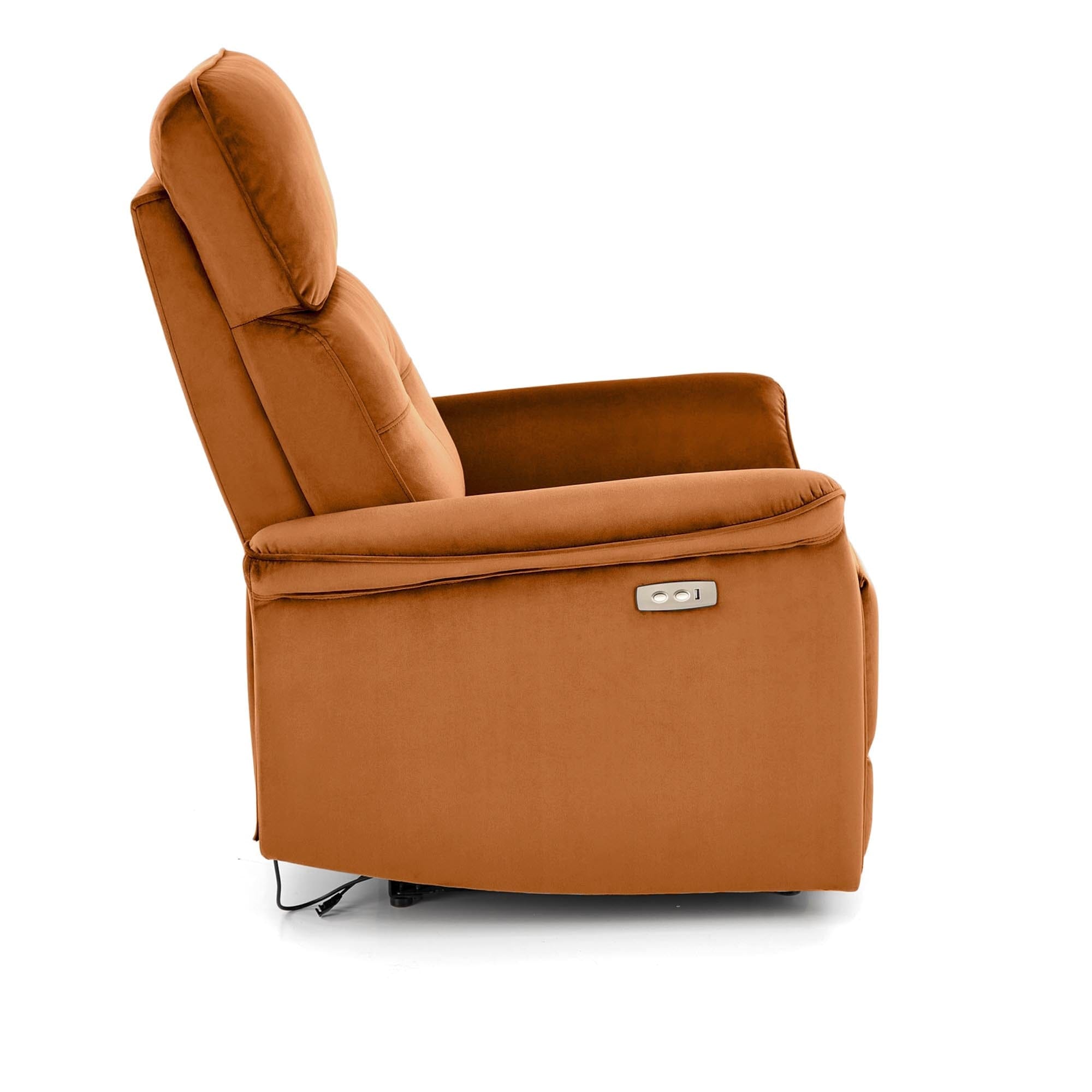 Fotoliu Recliner cu mecanism electric, tapitat cu stofa, Semir Velvet Ruginiu, l80xA90xH92 cm (5)