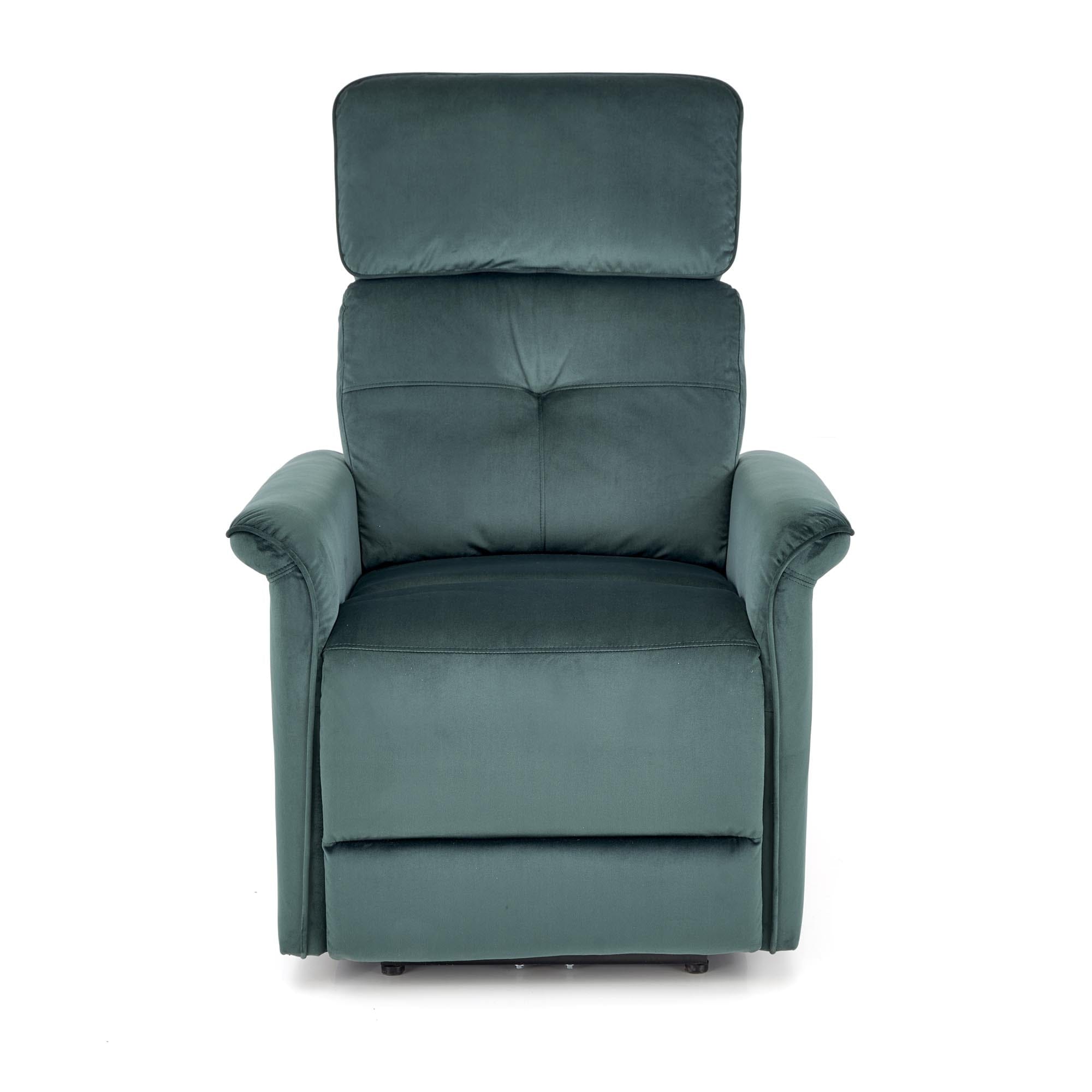 Fotoliu Recliner cu mecanism electric, tapitat cu stofa, Semir Velvet Verde, l80xA90xH92 cm (2)