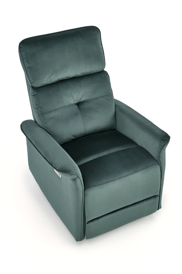 Fotoliu Recliner cu mecanism electric, tapitat cu stofa, Semir Velvet Verde, l80xA90xH92 cm (3)