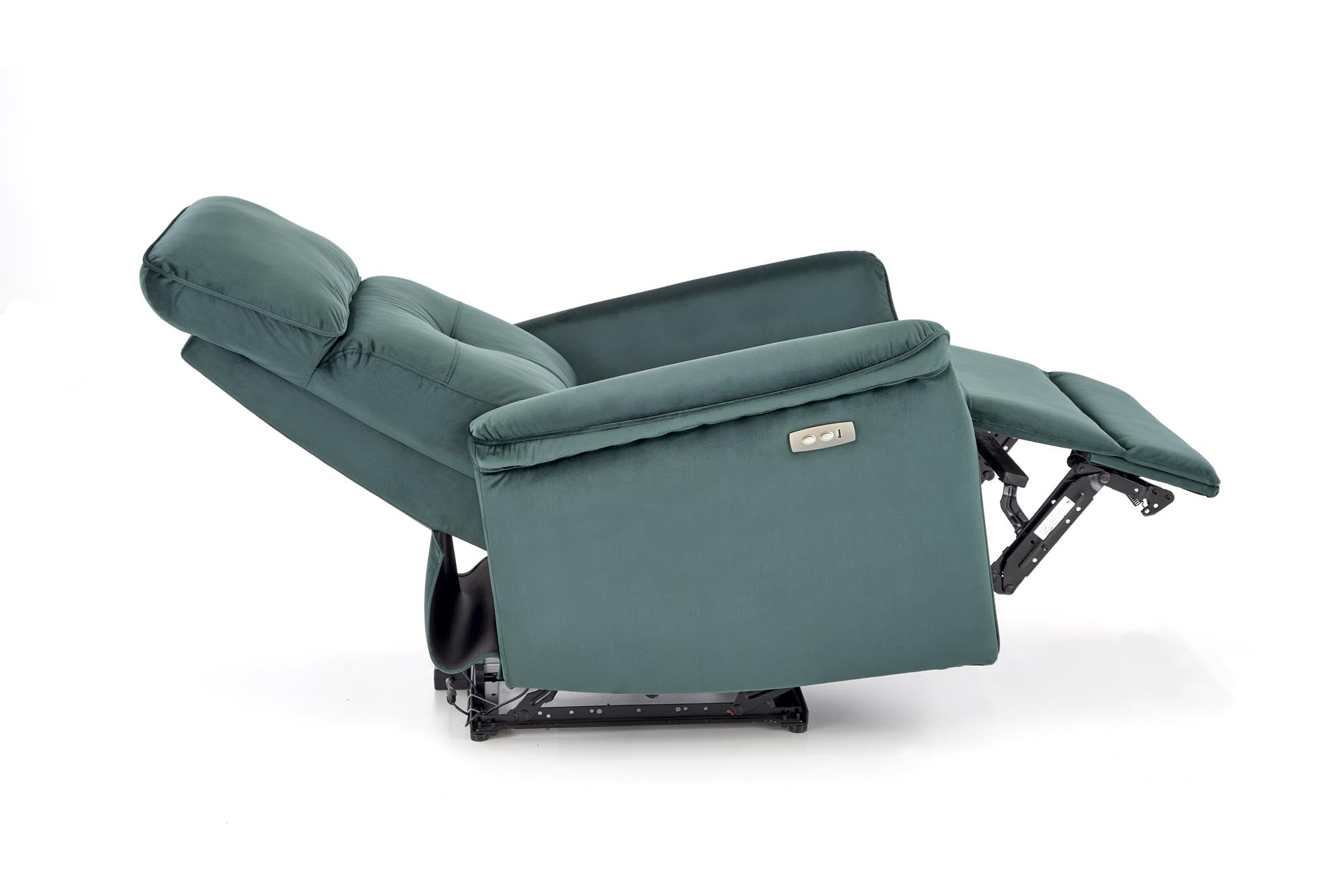 Fotoliu Recliner cu mecanism electric, tapitat cu stofa, Semir Velvet Verde, l80xA90xH92 cm (6)