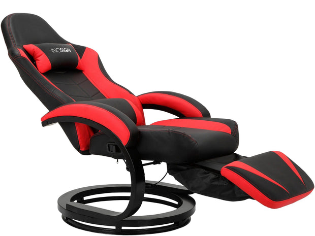 Dorel Home Fotoliu Recliner gaming tapitat cu piele ecologica, Jerome Negru / Rosu, l68xA82xH113 cm