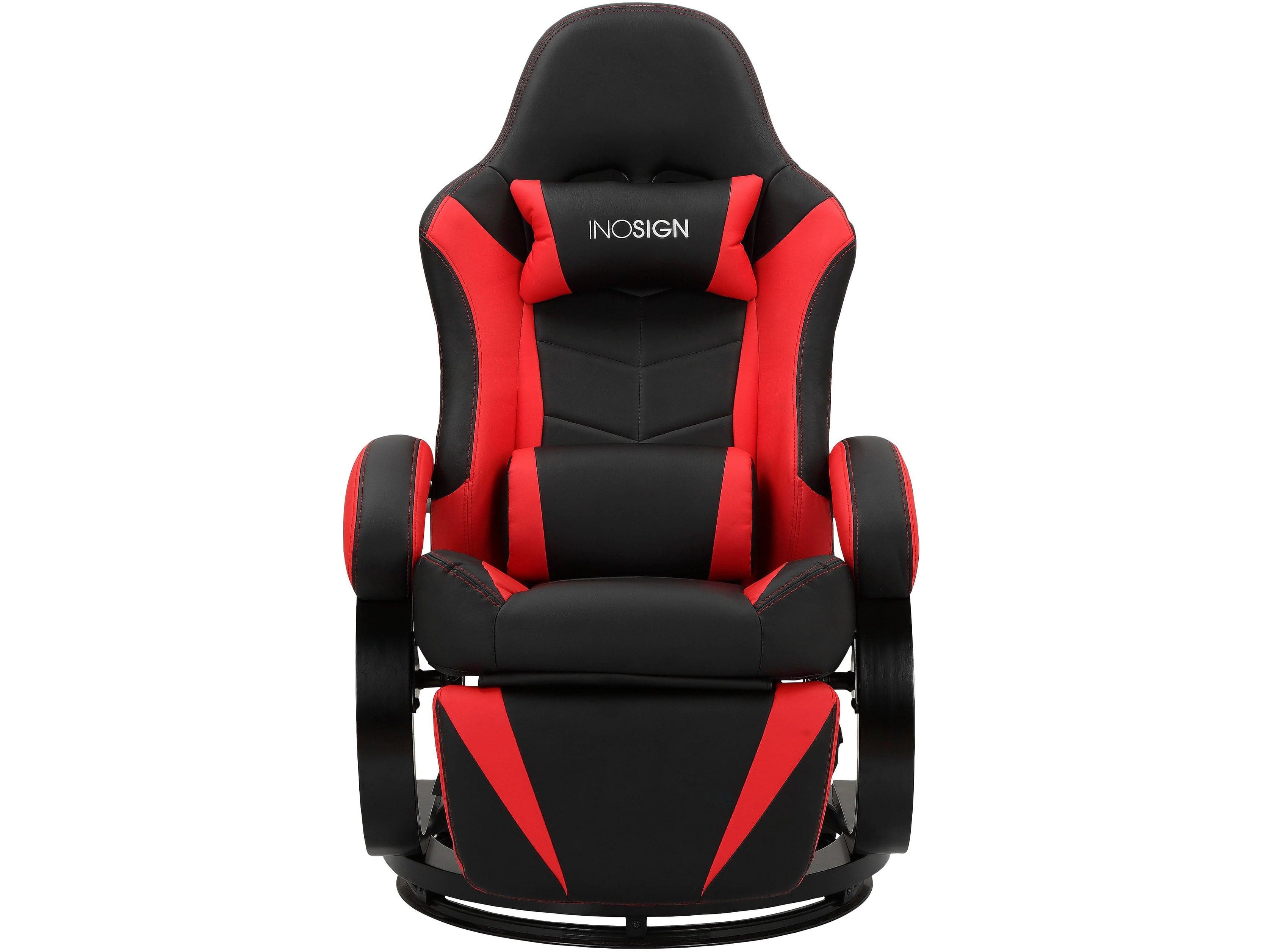 Dorel Home Fotoliu Recliner gaming tapitat cu piele ecologica, Jerome Negru / Rosu, l68xA82xH113 cm