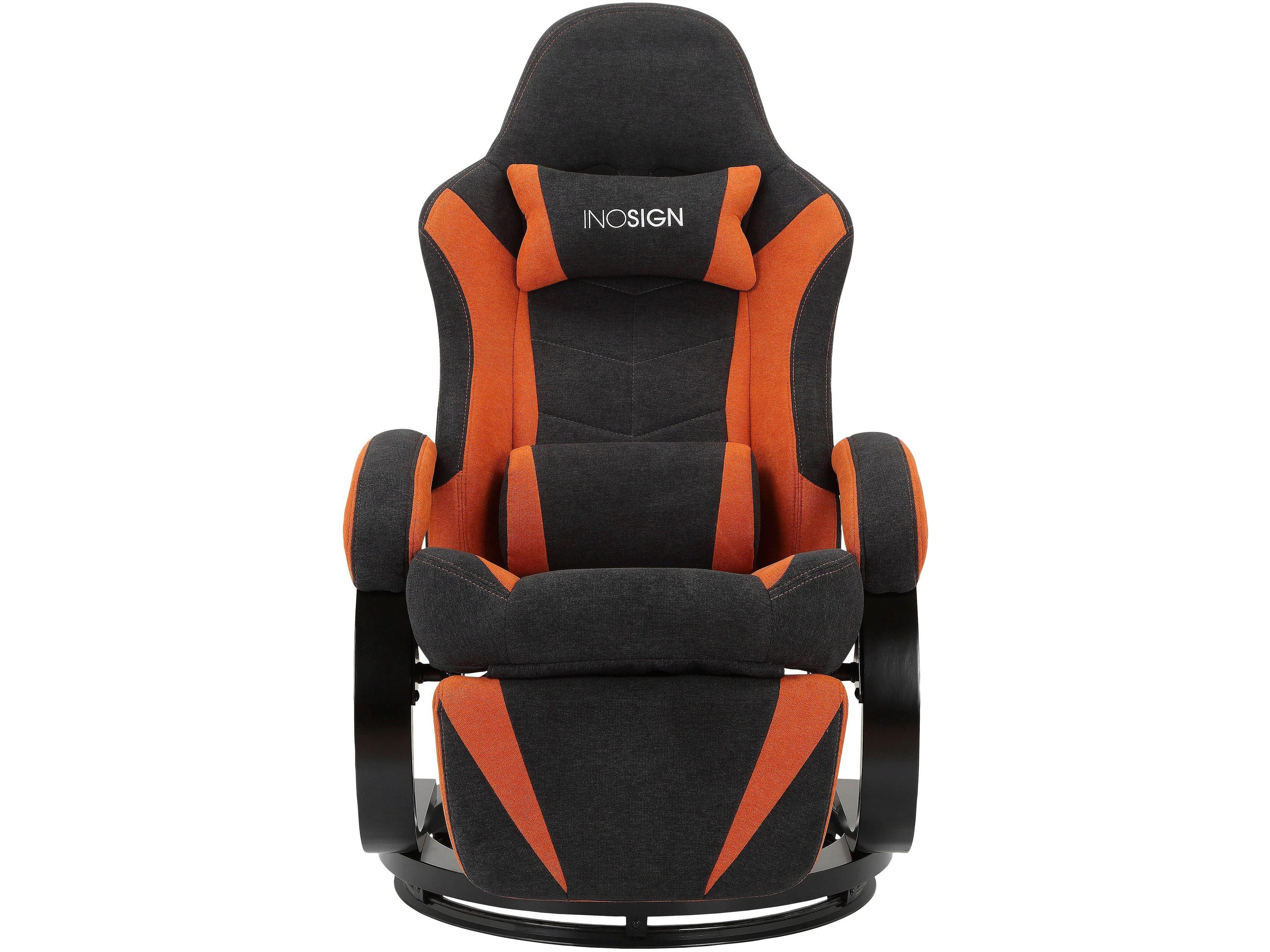 Dorel Home Fotoliu Recliner gaming tapitat cu stofa, Jerome Negru / Portocaliu, l68xA82xH113 cm