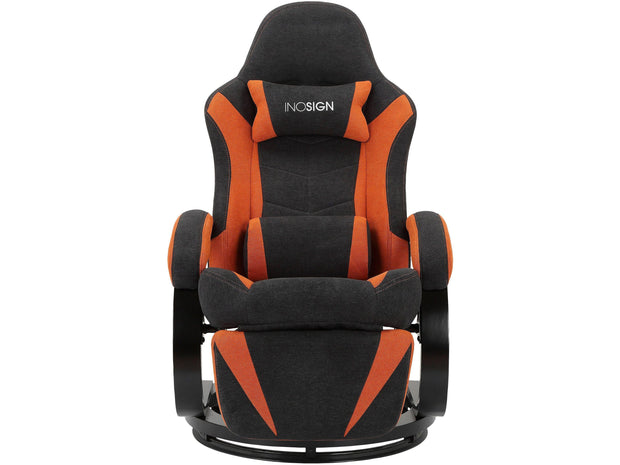 Dorel Home Fotoliu Recliner gaming tapitat cu stofa, Jerome Negru / Portocaliu, l68xA82xH113 cm