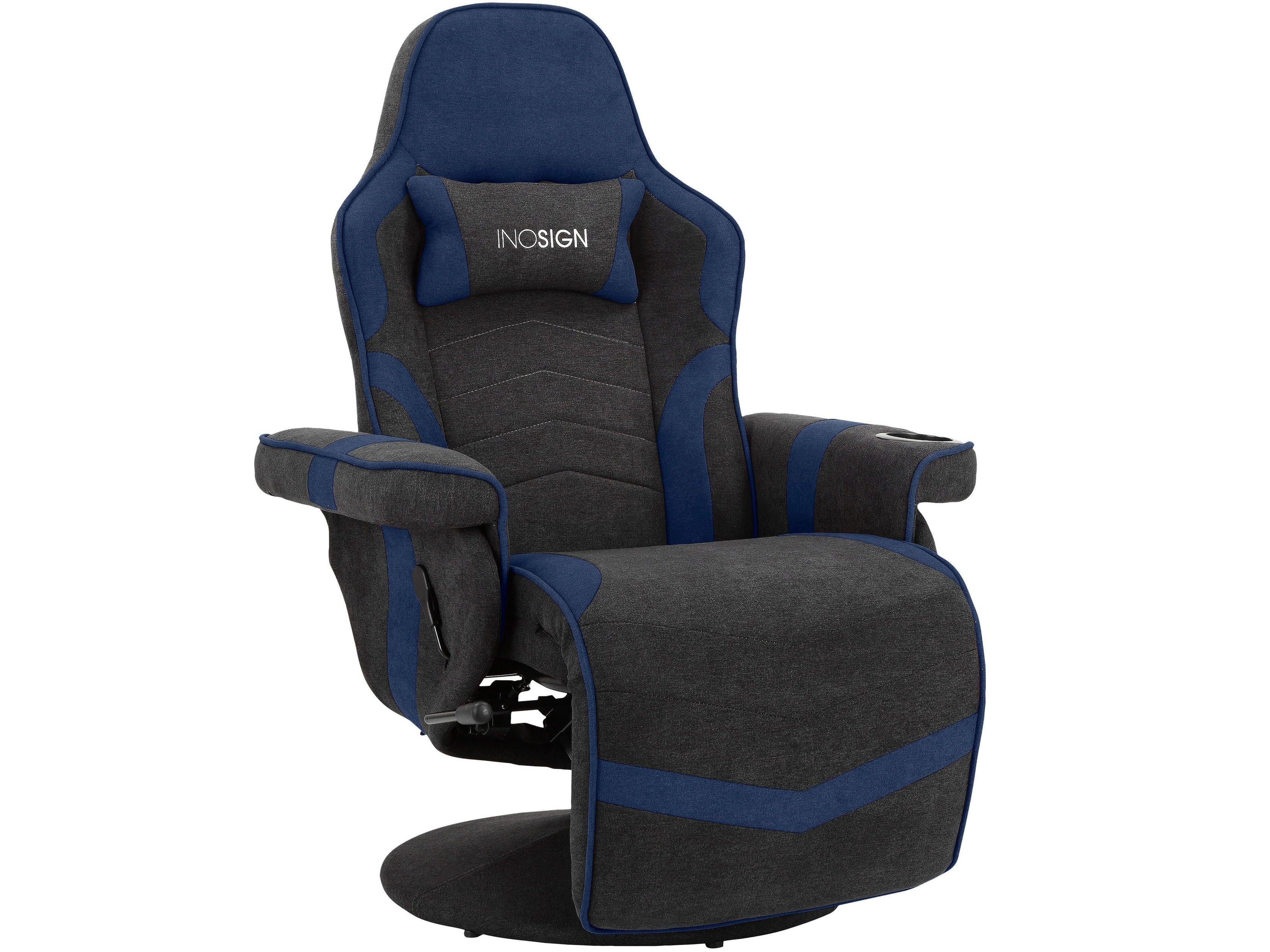 Dorel Home Fotoliu Recliner gaming tapitat cu stofa, Junker Albastru / Negru, l81xA88xH112 cm