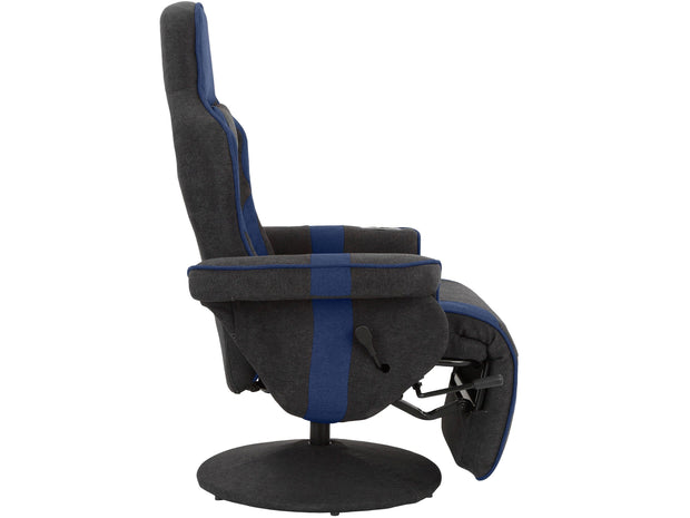 Dorel Home Fotoliu Recliner gaming tapitat cu stofa, Junker Albastru / Negru, l81xA88xH112 cm