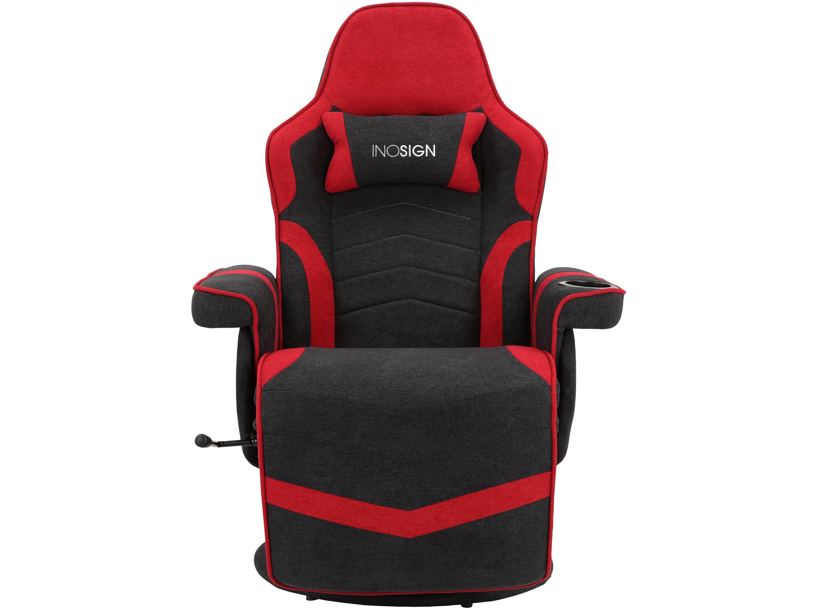 Dorel Home Fotoliu Recliner gaming tapitat cu stofa, Junker Negru / Rosu, l81xA88xH112 cm