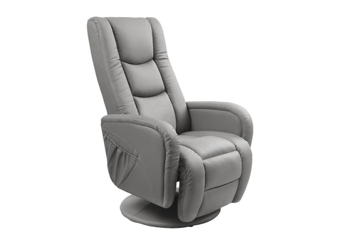 Halmar Fotoliu Recliner tapitat cu piele ecologica, cu functie masaj Paulos Gri, l68xA85xH106 cm