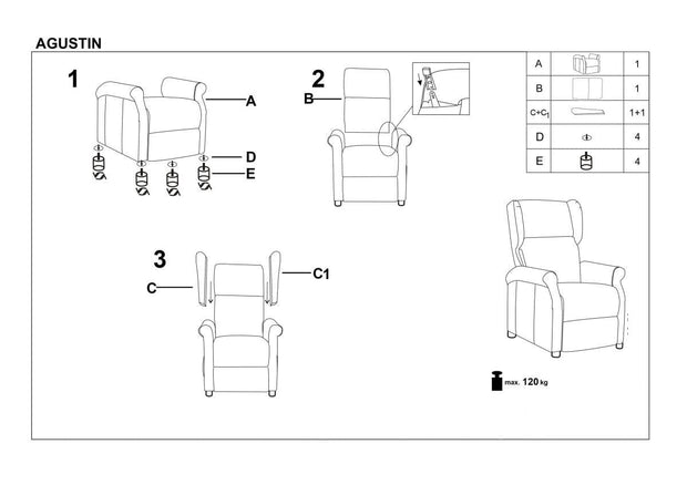 Fotoliu Recliner tapitat cu stofa, Agatha II Velvet Albastru Inchis, l75xA92xH107 cm (2)