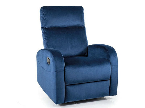 Fotoliu Recliner tapitat cu stofa, Olimp Velvet Albastru / Negru, l72xA80xH101 cm