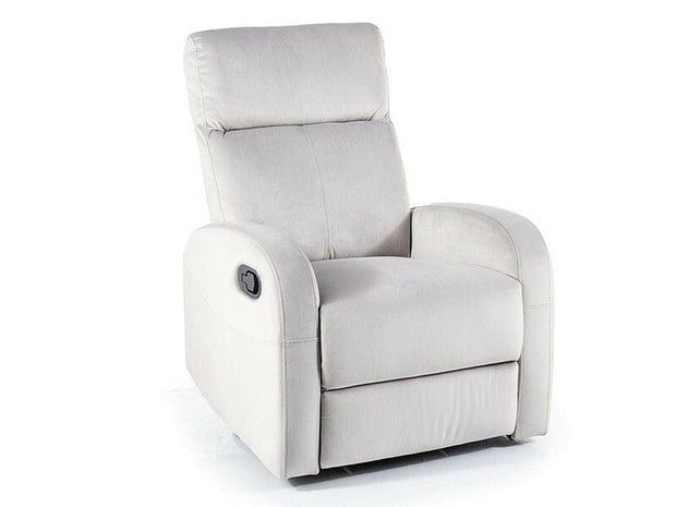 Fotoliu Recliner tapitat cu stofa, Olimp Velvet Gri Deschis / Negru, l72xA80xH101 cm