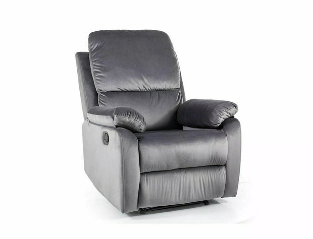 Fotoliu Recliner tapitat cu stofa, Spencer 1 Velvet Gri / Negru, l80xA94xH101 cm