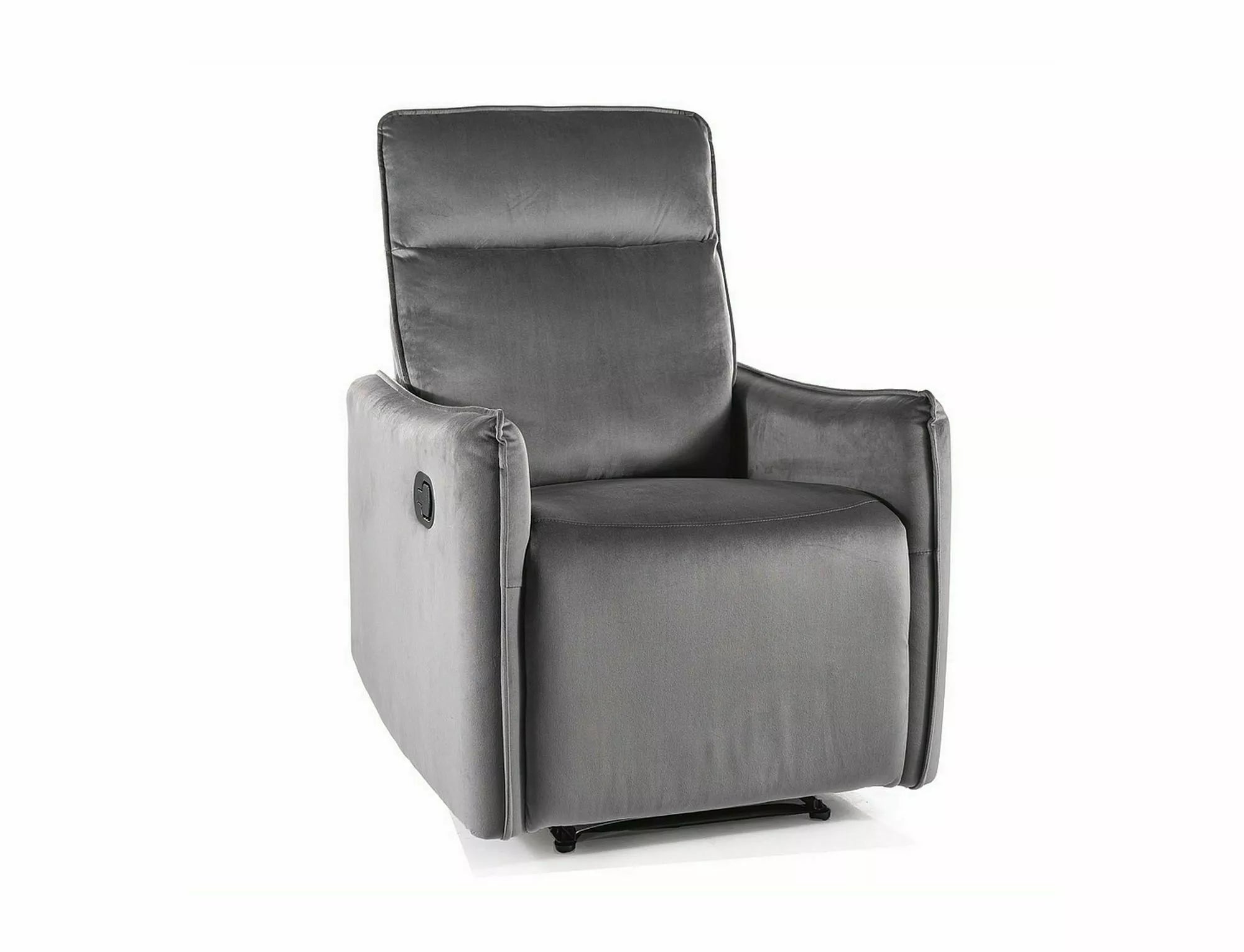 Fotoliu Recliner tapitat cu stofa, Travis 1 Velvet Gri / Negru, l72xA86xH102 cm