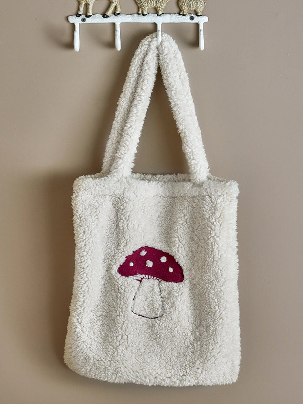 Bloomingville Geanta din poliester, pentru copii, Mushroom Alb, l35xH40 cm