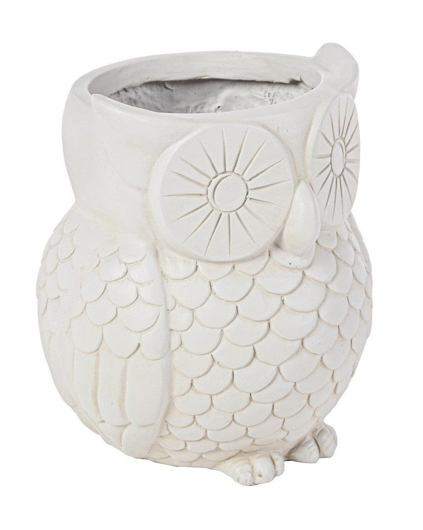 Ghiveci din Fiberclay, Garden Owl Ivoir, Ø26xH31 cm