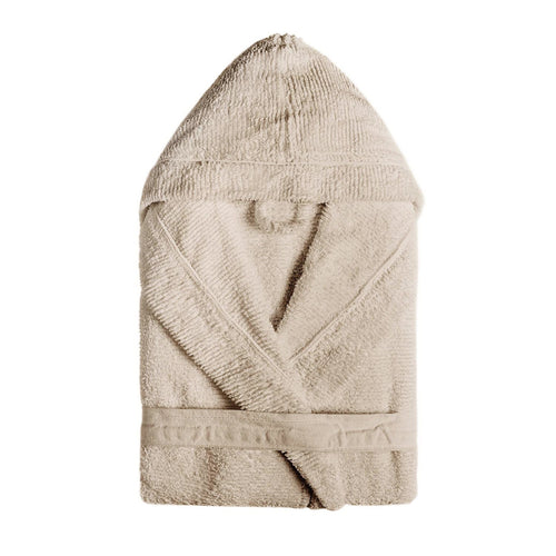 Halat de baie Unisex, din Bumbac, Ribbon Hooded Bej & SRMPT-RIBBON-HOODED-1418-LINEN