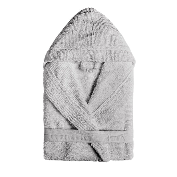 Halat de baie Unisex, din Bumbac, Ribbon Hooded Gri deschis & SRMPT-RIBBON-HOODED-1418-SILVER