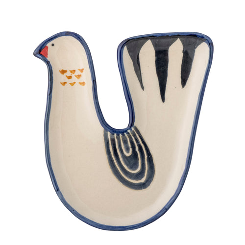 Bol decorativ din ceramica, Trudy Alb, L12,5xl14xH1 cm