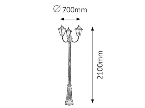 Lampadar exterior Madrid 8379 Auriu Antichizat / Alb (1)