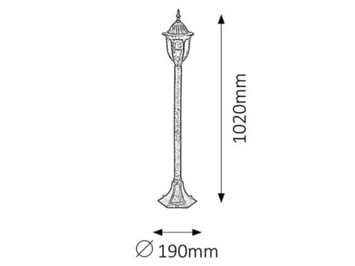 Lampadar exterior Milano 8375 Auriu Antichizat / Transparent (1)