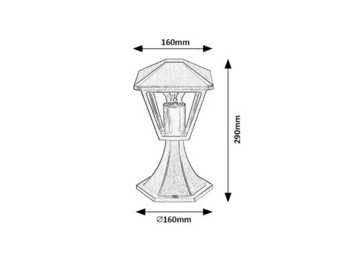 RabaLux Lampadar exterior Paravento 7148 Negru / Transparent