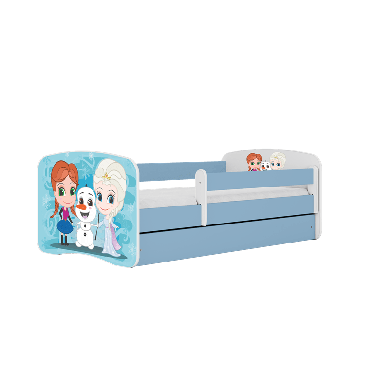 Pat din pal, cu 1 sertar, pentru copii, Frozen Land III Albastru / Alb