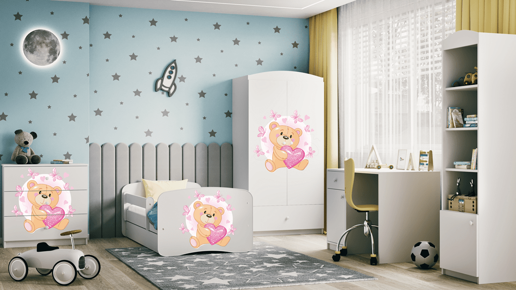 Pat din pal pentru copii, Teddybear Butterflies II Alb (8)