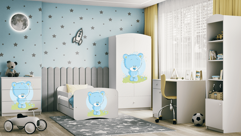 Pat din pal pentru copii, Teddybear II Alb (4)