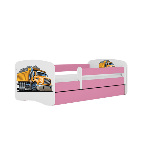 Pat din pal pentru copii, Truck I Roz / Alb & KOKDS-PAT-COPII-WO-DRW-WO-MTTRS-TRUCK-I-PINK