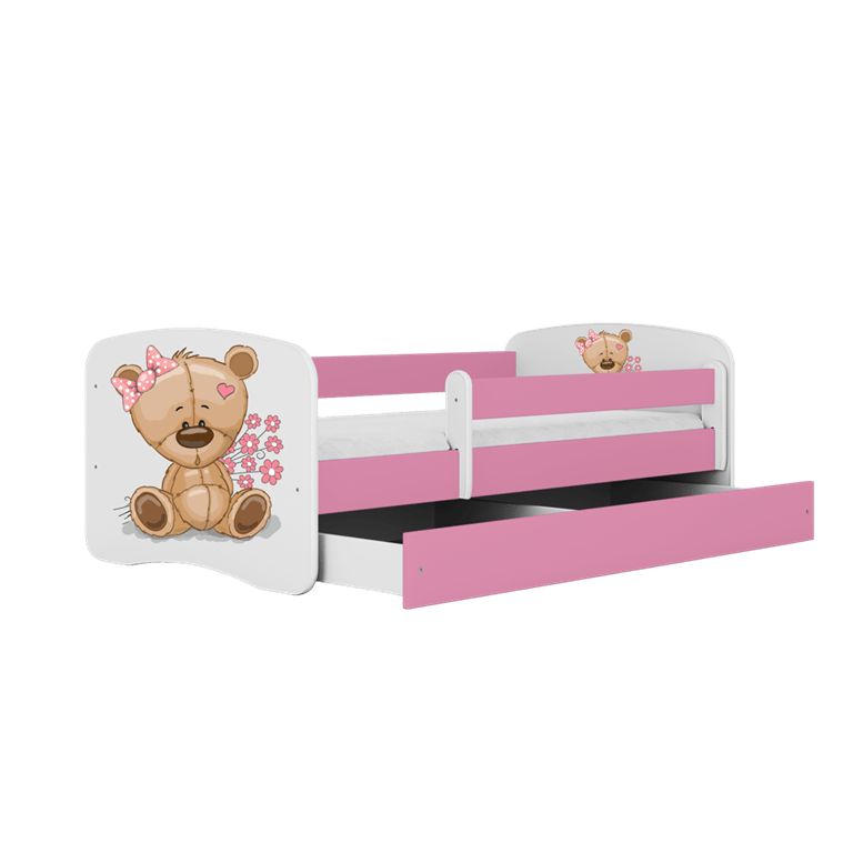 Pat din pal pentru copii, Teddybear Flowers I Roz / Alb (1)