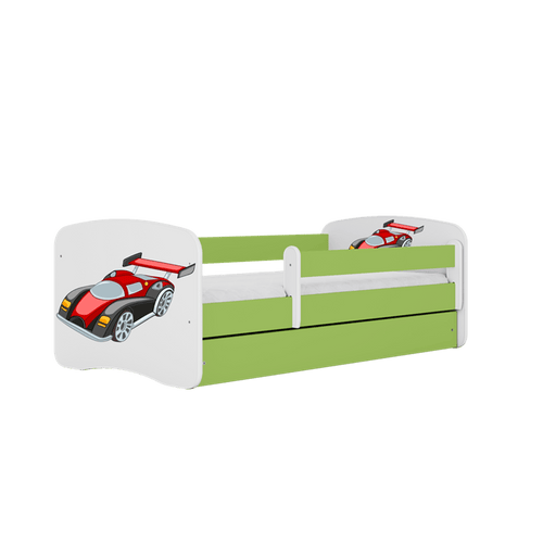 Pat din pal pentru copii, Racing Car II Verde / Alb