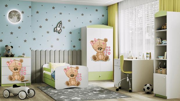 Pat din pal pentru copii, Teddybear Flowers II Verde / Alb (5)