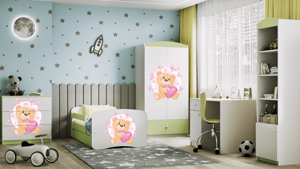 Pat din pal pentru copii, Teddybear Butterflies I Verde / Alb (5)